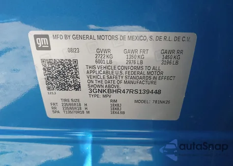 2024 Chevrolet Blazer Awd 2Lt z USA, uszkodzony, nr VIN 3GNKBHR47RS139448